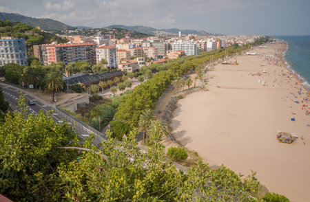 Panorama of the resort town of Calella on a summer day. Spain.