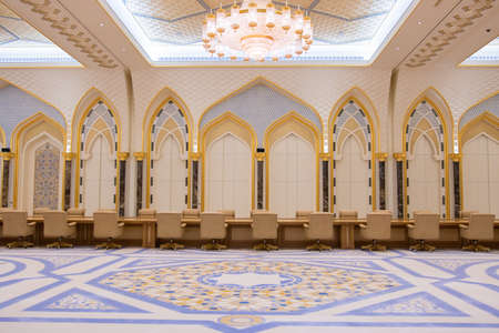 Abu Dhabi, UAE - December 15, 2019: Qasr al-Watan the Palace. Reception hall of highly-favored politicians.のeditorial素材