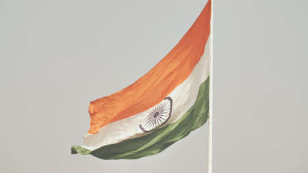 Huge Indian flag winding up on Delhi Square.の写真素材