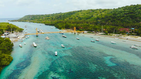 The coast of the village of Lembongan on the island of Nusa Lembongan. Indonesia.