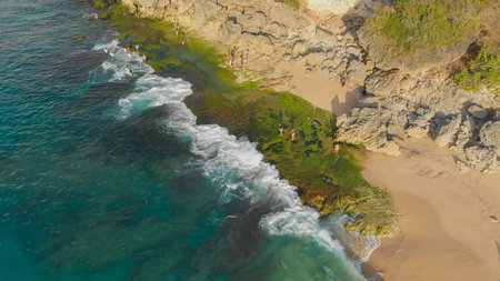 Pantai Tegal Wangi Beach, island of Bali. Indonesia. Aerial view