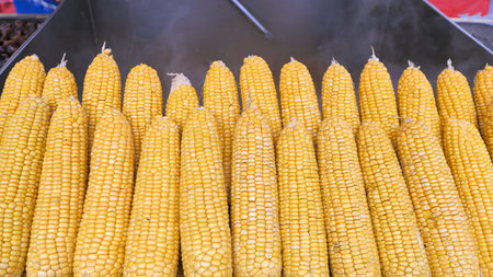 Boiled corn on the streets of Istanbul. Turkey.