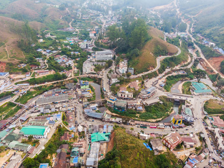 Aerial view of the city of Munnar in Kerala. India.