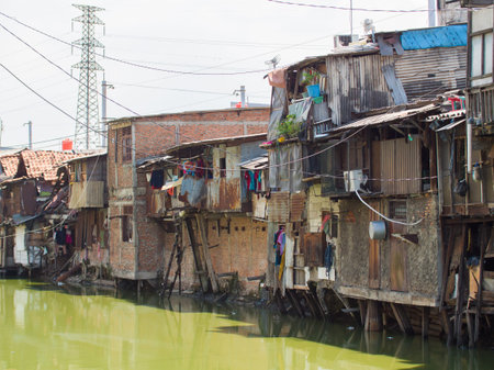 The slums of Jakarta are the capital of Indonesia.
