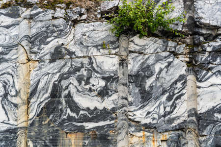 Marble rock water canyon. The marble deposits. Landscape rocks with reflection. Beautiful and majestic nature of the stones.の写真素材