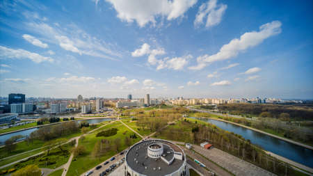 Morning timelapse of the panorama of the capital of Belarus, Minsk.の写真素材
