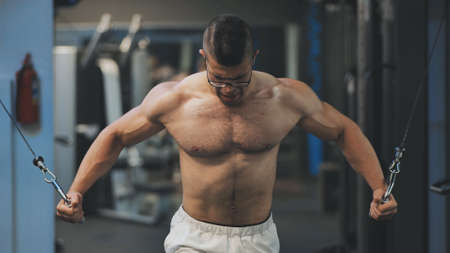 Triceps Exercise Makes an Arabian Jordanian Man.の写真素材