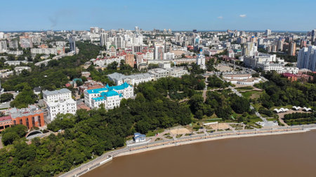 Khabarovsk city from a birds-eye view.の写真素材