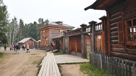 Irkutsk, Russia - August 21 , 2021: Architectural and Ethnographic Museum Taltsy .のeditorial素材