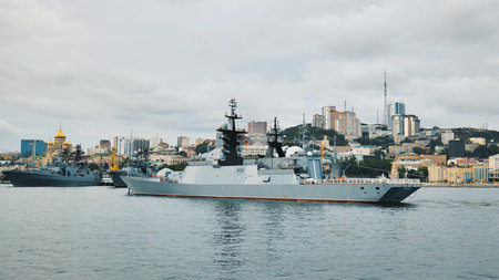 The warships of Vladivostok in the pier.