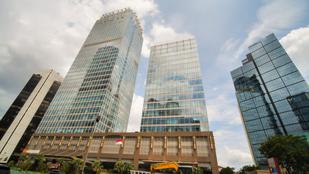 Skyscrapers of Jakarta, the capital of Indonesia, on a sunny day.