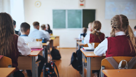 A junior high school class in a middle school.