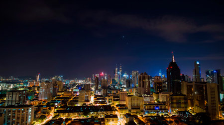 Nighttime timelapse of the Malaysian capital Kuala Lumpur.の写真素材