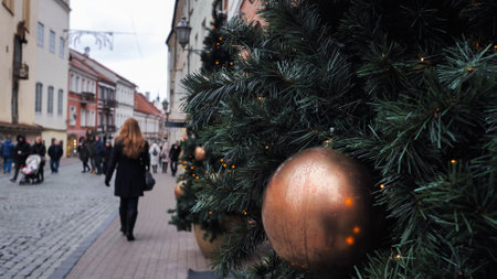 Christmas street in the European city.の写真素材