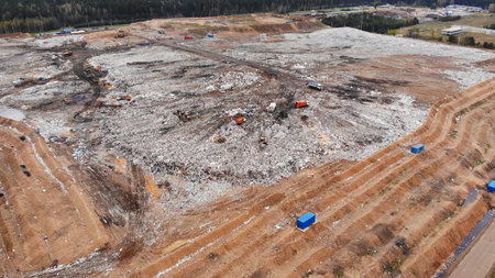 A large landfill near the city of Minsk. View from the drone.