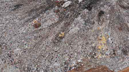 A large landfill near the city of Minsk. View from the drone.