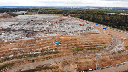 A large landfill near the city of Minsk. View from the drone.