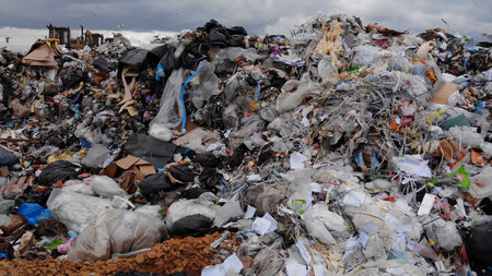 Large landfill near the metropolis in autumn.