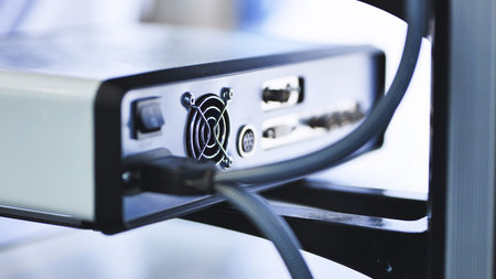 Medical device connection with power cable and cooling fan during medical forum