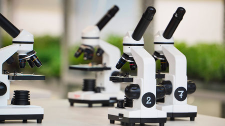 Multiple microscopes waiting for scientific research and education