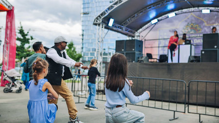 Moscow, Russia - August 25, 2025: People and kids dancing at India Day festival in Moscow city parkのeditorial素材