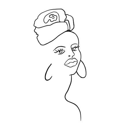 Icon of a woman's face line. Can be used for topics such as beauty salons. Logo. Vector.のイラスト素材