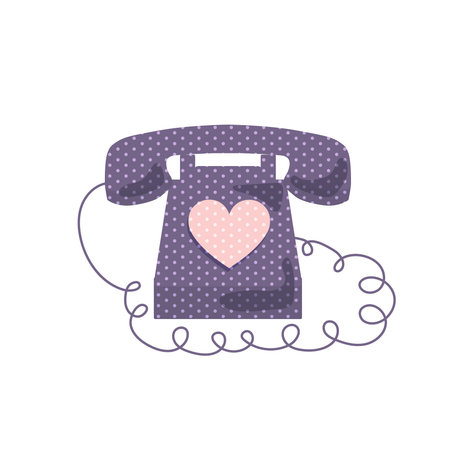 Vector cute image of a retro phone on an isolated white background.のイラスト素材