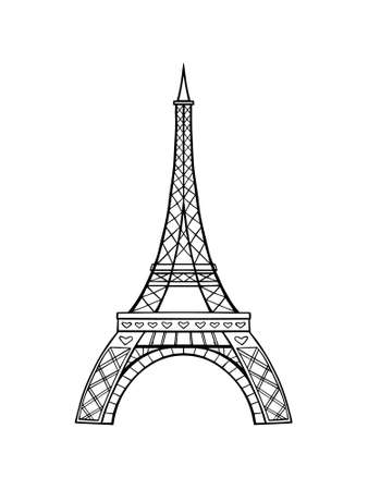 Vector Eiffel tower isolated on a white background. Hand drawing.のイラスト素材