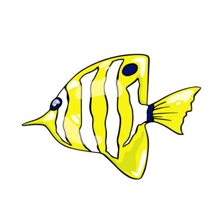 Colorful butterfly fish on an isolated background. Vector.のイラスト素材