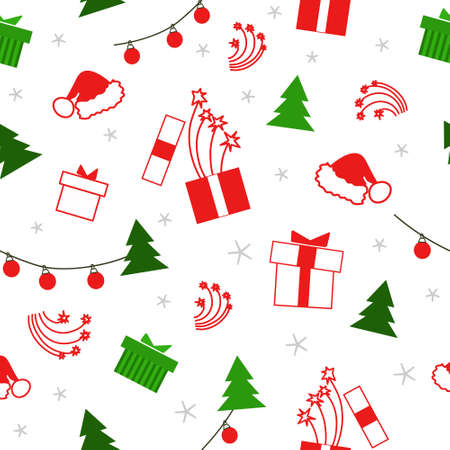 Festive seamless pattern. New year and Christmas. Vector.のイラスト素材