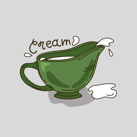 Vector illustration of a gravy boat with cream. Isolated background.のイラスト素材