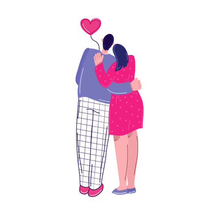 A couple in love embraces on a white background. Valentine's day. Vector illustration.のイラスト素材