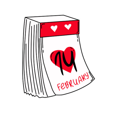 Tear-off calendar on February 14 on a white background. Icon. Vector illustration.のイラスト素材