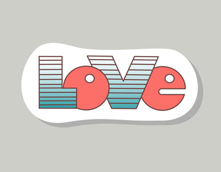 A sticker with the word "Love". Cartoon vector illustration.のイラスト素材