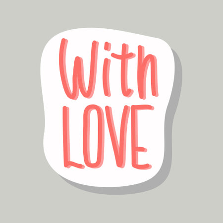 With love sticker. Decor postcards, photos. Vector.のイラスト素材