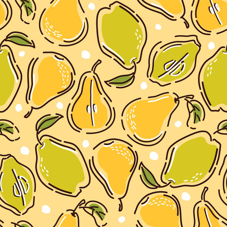 Seamless pattern with pears. Abstract. Vector hand drawn background.のイラスト素材