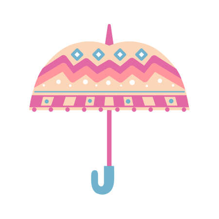 Children's umbrella with patterns on a white background. A design element. Vector illustration.のイラスト素材