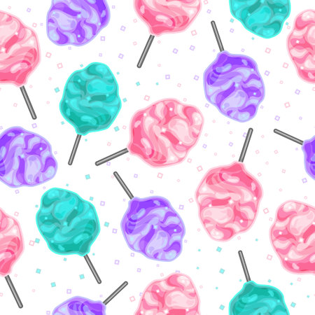 Colorful sweet cotton candy on a white background. Vector cartoon illustrationのイラスト素材