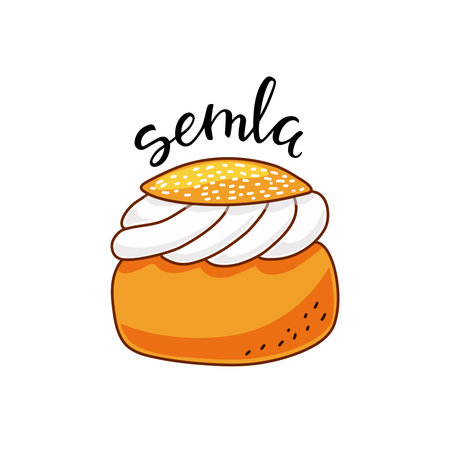 Semla is a traditional sweet bun from Scandinavia and the Baltic countries. It can be used for menu,...