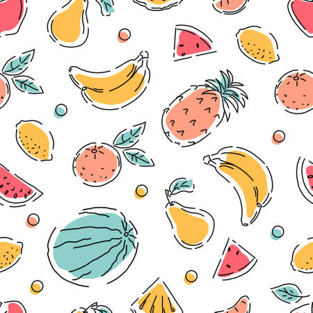 Fruit seamless pattern. Geometry. Abstract style. Vector background.のイラスト素材