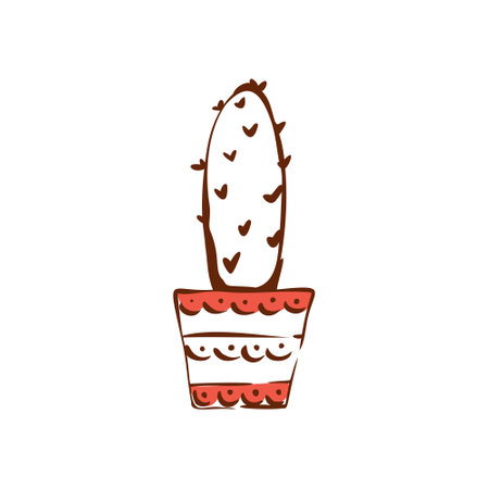 Cactus in a pot hand-drawn illustration on a white background. Succulent. Vector.のイラスト素材