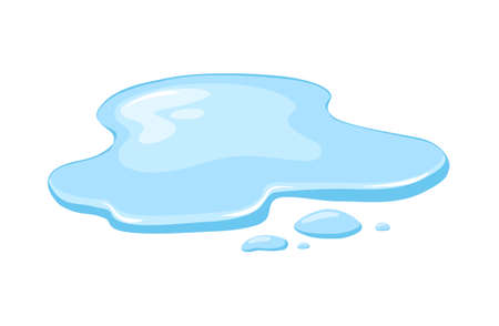 Water spill on a white background. Puddle. Vector illustration. Cartoon.のイラスト素材