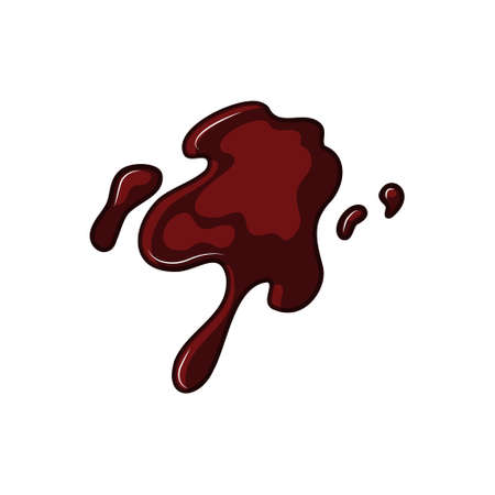 Soy sauce puddle on a white isolated background. Asian cuisine. Splash. Cartoon vector illustration.のイラスト素材