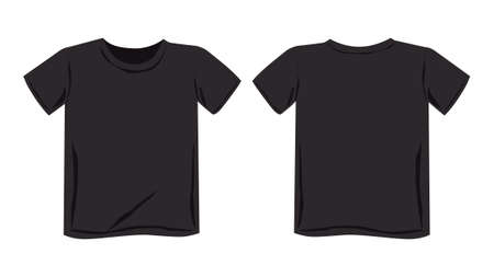 T-shirt front and back view mockup. Clothing pattern. Vector illustration.のイラスト素材