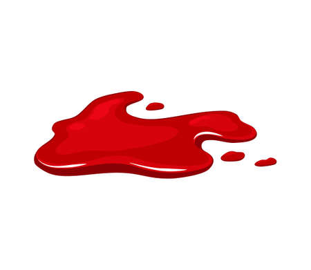 Blood spill on a white isolated background. Red puddle paint. Vector illustration of a cartoon.のイラスト素材