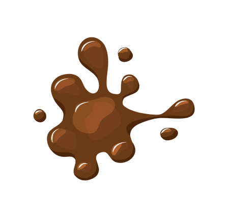 Hot chocolate spill spots on white isolated background. Brown liquid. Vector cartoon illustration.のイラスト素材