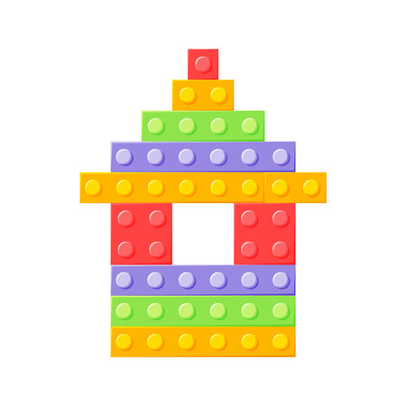 House Block plastic. Toy constructor. Icon. Vector cartoon illustration on a white isolated background.のイラスト素材