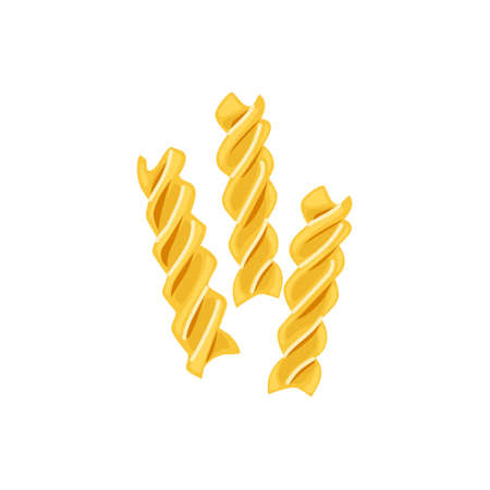 Pasta fusilli. Symbol of italian cuisine menu. Vector cartoon illustration on a white isolated background.のイラスト素材