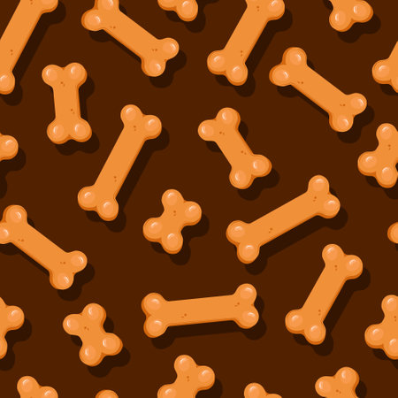 Dog cookie bone seamless pattern. Treat for animals. Packaging design. Vector cartoon illustration.のイラスト素材