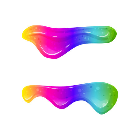 Bright dripping slime on a white isolated background. Viscous liquid. Vector cartoon illustration.のイラスト素材